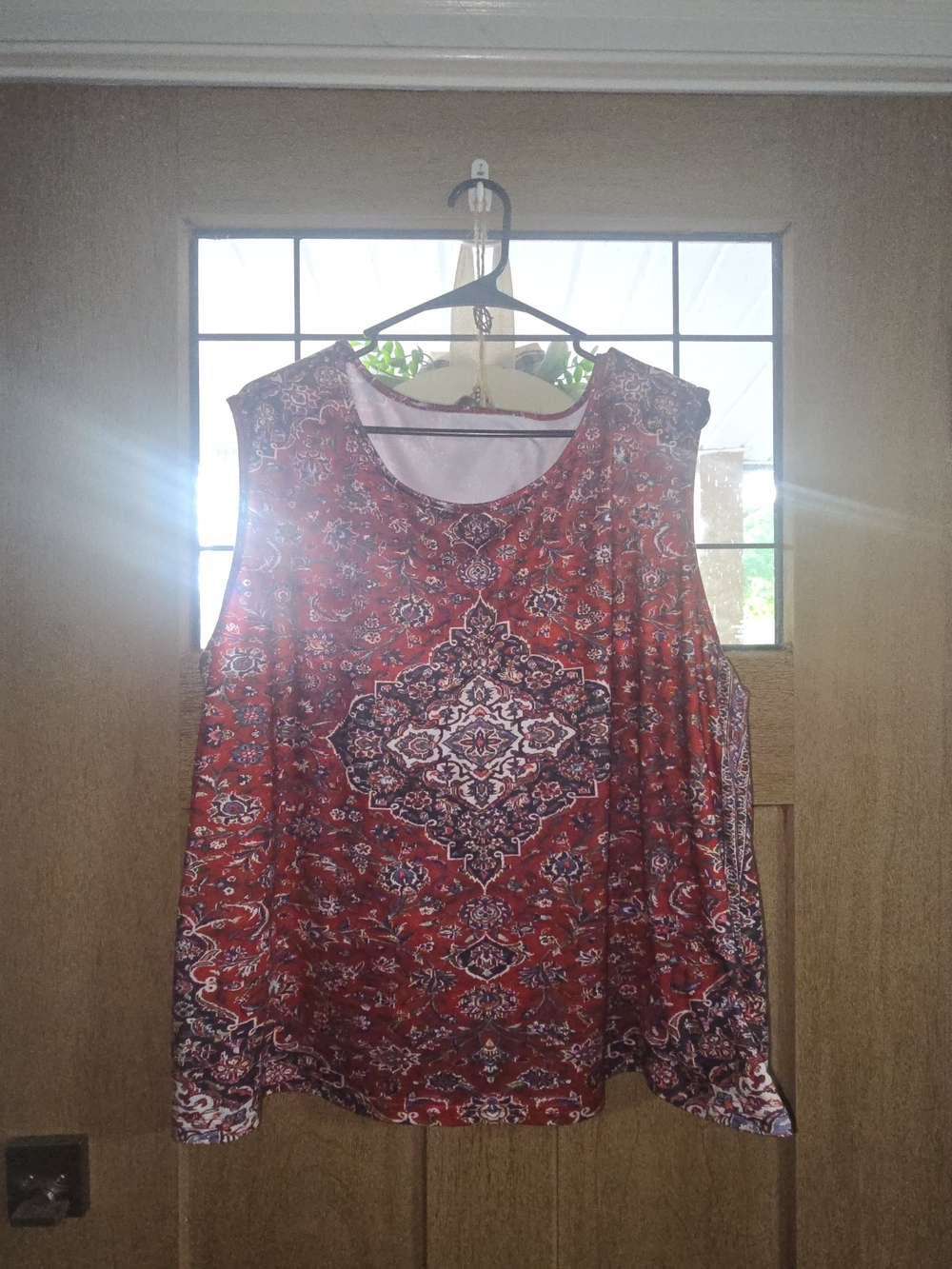 Sleeveless Red Medallion Print Tank Top